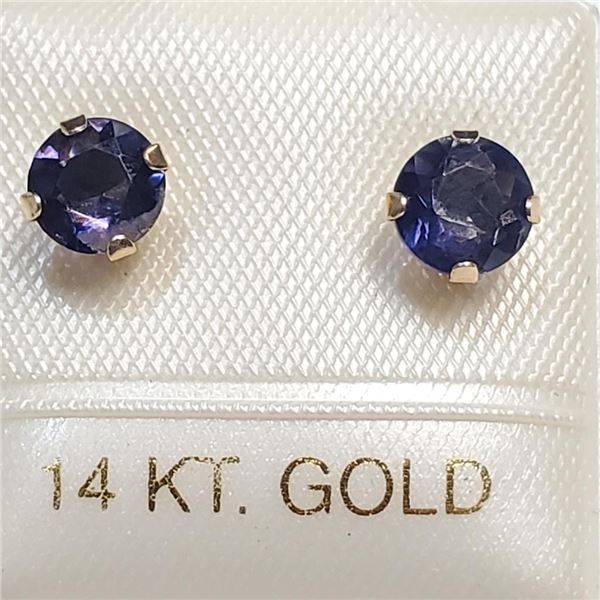 14K Yellow Gold Iolite Earrings (~Size 0) (~length 0 inches), Suggested Retail Value $120