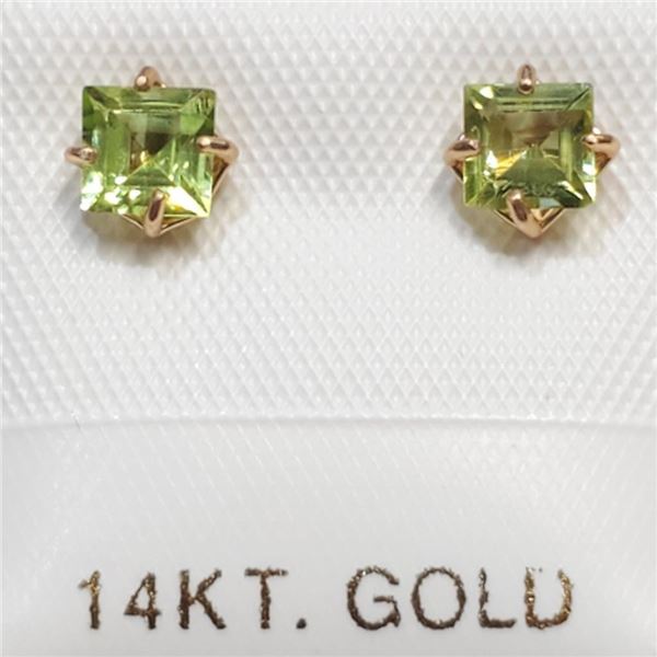 14K Yellow Gold Peridot(0.75ct) Earrings (~Size 0) (~length 0 inches), Suggested Retail Value $240