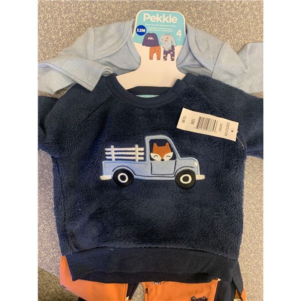 Pekkle Plush Top With Bodysuit & Pants Size 12M