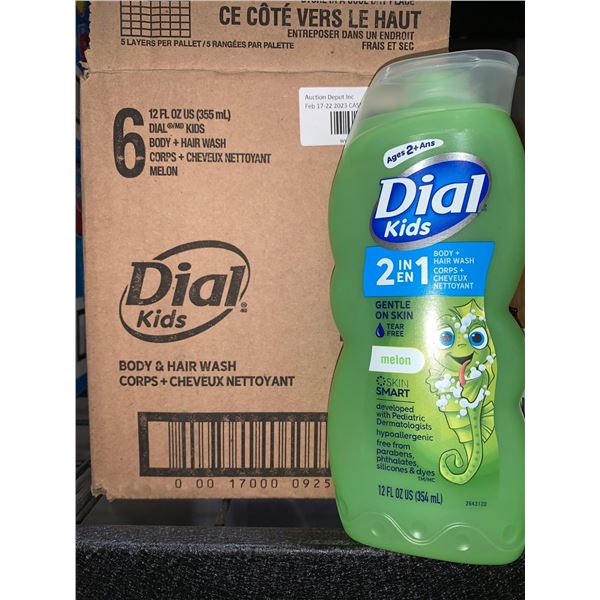 CASE LOT Dial kids 2 in 1 hair and body soap 6 x 355ml