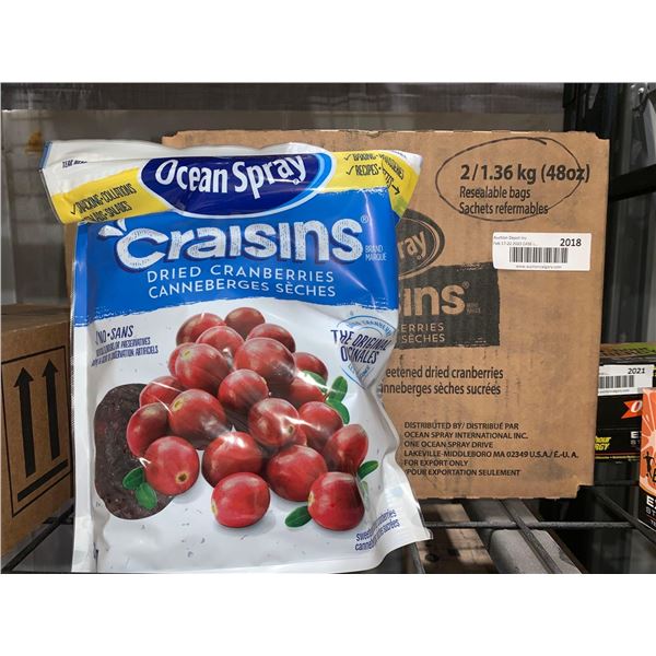 CASE LOT Ocean spray dried cranberries 2 x 1.36kg