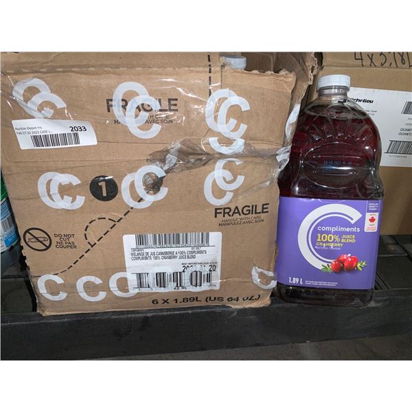 CASE LOT Compliments cranberry juice 6 x 1.89L