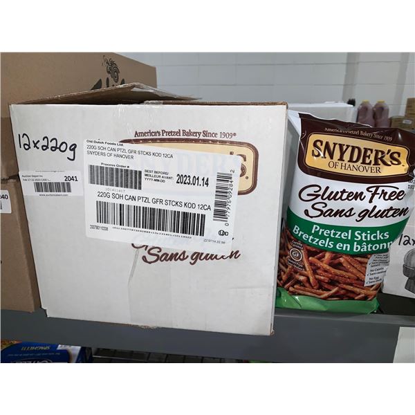 CASE LOT Snyders pretzel sticks 12 x 220g