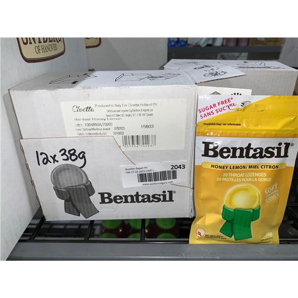 CASE LOT Bentasil honey lemon throat lozenges 12 x 38g