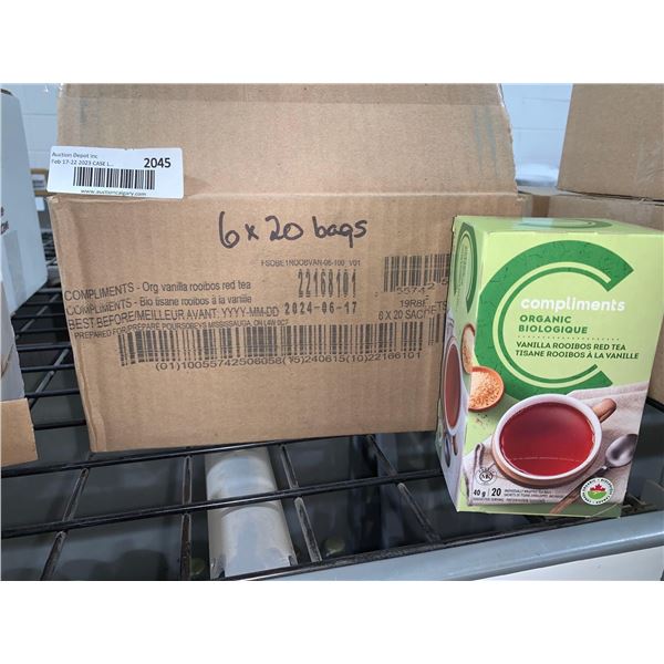 CASE LOT Compliments vanilla rooibos red tea 6 x 20 bags