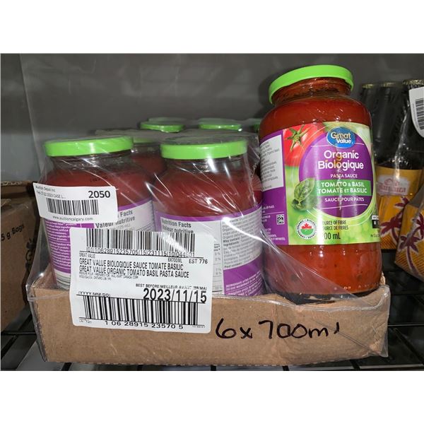 CASE LOT Great value tomato basil pasta sauce 6 x 700ml
