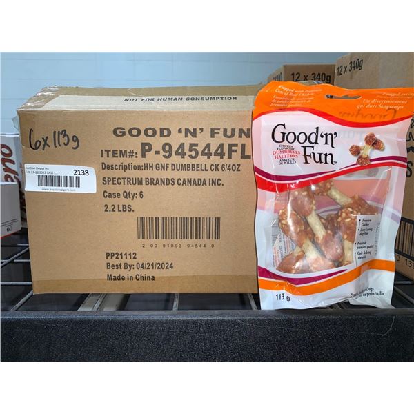 CASE LOT Good n fun chicken flavoured dumbbells 6 x 113g