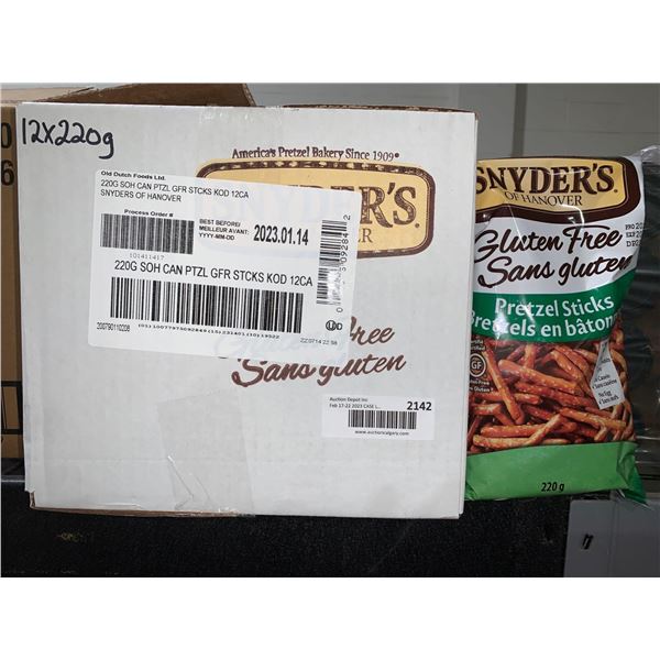 CASE LOT Snyders pretzel sticks 12 x 220g