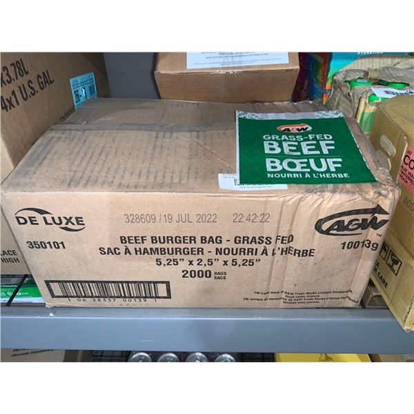 CASE LOT A&W beef burger bag 2000 count