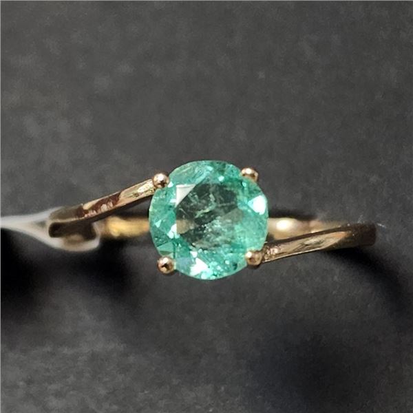 10K Yellow Gold Natural Colombia Emerald(1.2ct) Ring (~Size 6.5)(~weight 1.53g), Made in Canada, App