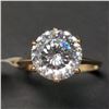 Image 1 : 10K Yellow Gold White Moissanite Laser Cut Test Like Diamond (2.42ct) Ring (~Size 6.25) (~weight 2.2