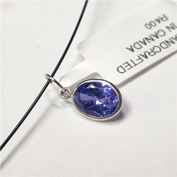 14K White Gold Tanzanite With High Fashion Chord Necklace (~weight 0.93g), Appraised Retail $815