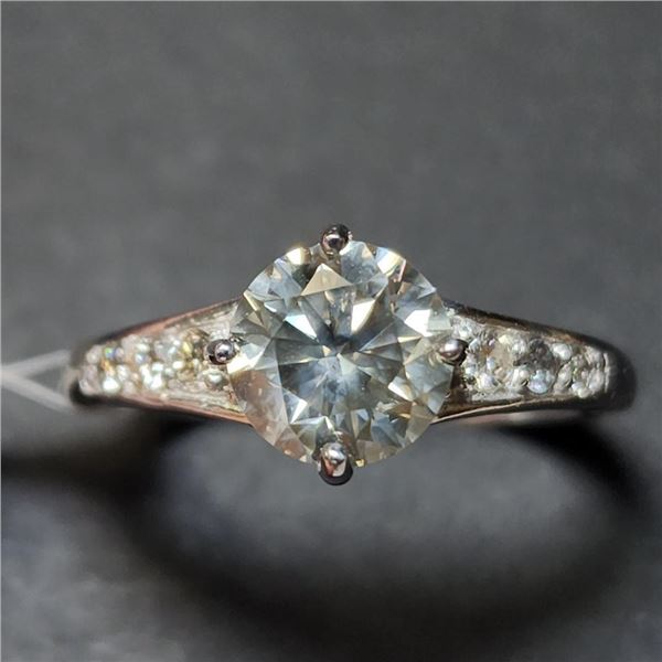 14K White Gold Diamond (1.53Ct,Si1,) Diamond(0.2ct) Ring (~Size 6.5) (~weight 3.58g), Made in Canada
