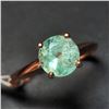 Image 2 : 10K Rose Gold Natural Colombia Emerald(0.9ct) Ring (~Size 6)((~weight 1.65g), Made in Canada, Apprai