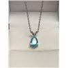 Image 1 : Blue topaz Tear Drop Cut Solitaire Pendant & Chain Set .925 Silver