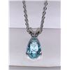Image 2 : Blue topaz Tear Drop Cut Solitaire Pendant & Chain Set .925 Silver