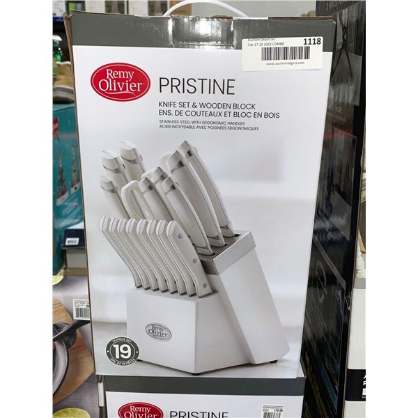 remy olivier pristine knife set with wooden block
