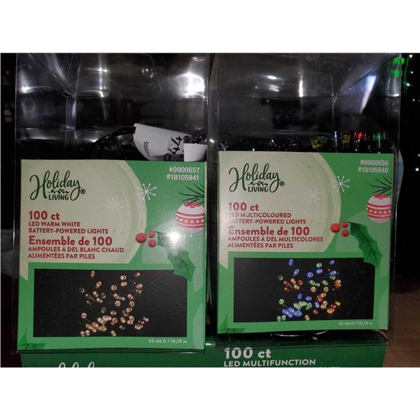 Lot of 2 Holiday living 100ct led warm white lights