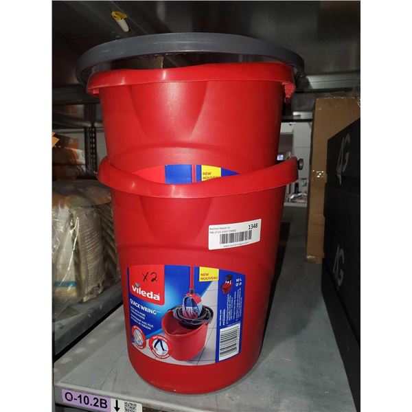 Lot of 2 Vileda mop buckets