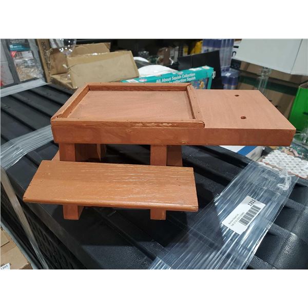 Locally Hand Crafted Wooden Squirrel Picnic Table Feeder