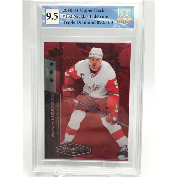 2010-11 UPPER DECK NO. 132 TRIPLE DIAMOND NICKLAS LIDSTROM 092/100 (GCG 9.5)