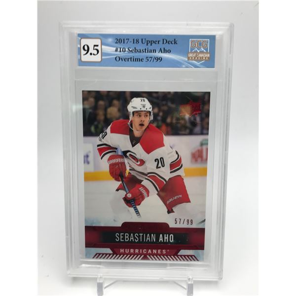 2017-18 UD OVERTIME LTD ED 57/99 ROOKIE CARDSEBASTIAN AHO (GCG 9.5)