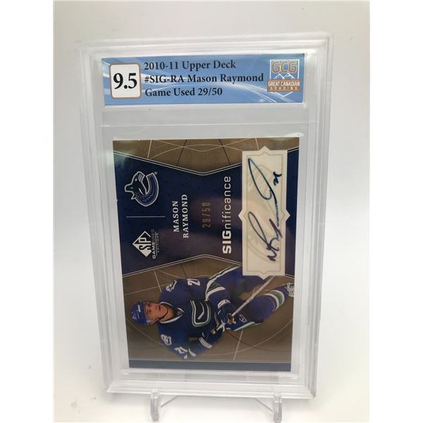 2010-11 SP GAME USED VERY LTD ED 29/50 MASON RAYMOND AUTO CARD (GCG 9.5)