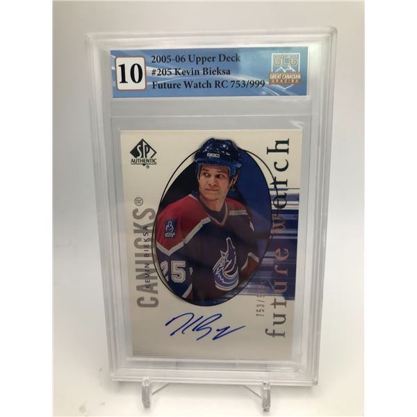 2005-06 LTD ED 753/999 SP AUTHENTIC FUTURE WATCH AUTO ROOKIE CARD NO. 205 KEVIN BIEKSA (GCG 10)