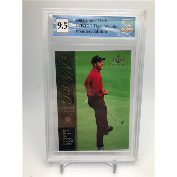 2001 UD PREMIERE EDITION NO. TWC17 TIGER WOODS (GCG 9.5)