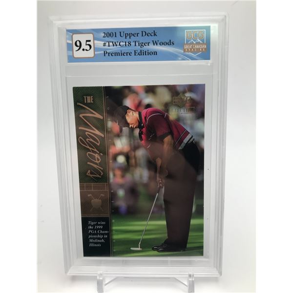 2001 UD PREMIERE EDITION NO. TWC18 TIGER WOODS (GCG 9.5)