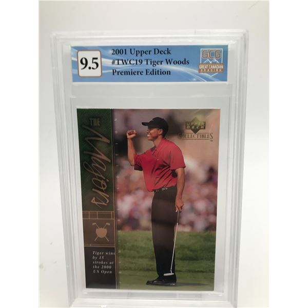 2001 UD PREMIERE EDITION NO. TWC19 TIGER WOODS (GCG 9.5)