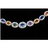 Image 6 : Multistone Sapphire & Diamond 14k Gold Necklace
