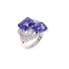 Image 4 : Two Stone Tanzanite & VS2 Diamond Platinum Ring