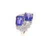 Image 7 : Two Stone Tanzanite & VS2 Diamond Platinum Ring