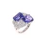 Image 8 : Two Stone Tanzanite & VS2 Diamond Platinum Ring