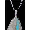 Image 7 : Navajo Nevada Blue & Agate Sterling Necklace