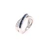 Image 1 : Freeform Blue Sapphire & Diamond 14k Gold Ring