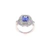 Image 2 : AAA+ Genuine Tanzanite & Diamond Platinum Ring