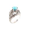 Image 1 : Art Deco Sterling Silver Turquoise & Beaded Ring