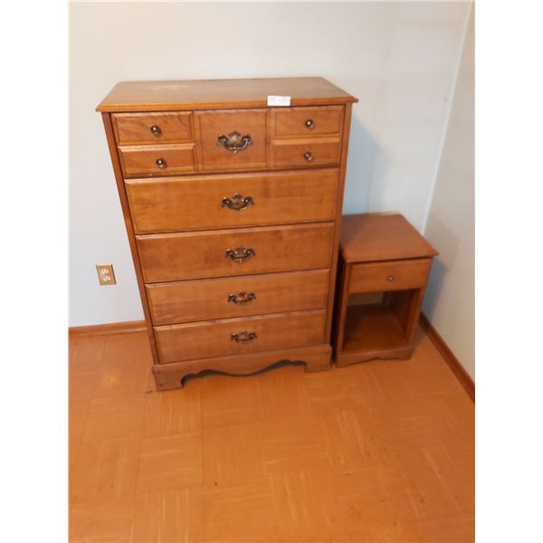 Wooden Chest Of Drawers & Bedside Table
