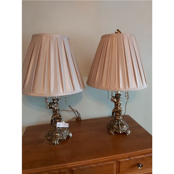 Two Antique Cherub Table Lamps