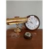 Image 1 : Solar Quartz Wall Clock With Brass Desk Lamp & Barometer