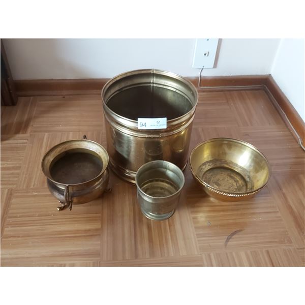 Four Brass Pots