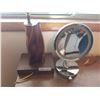 Image 2 : Wooden Table Lamp & Vintage Make-up Mirror
