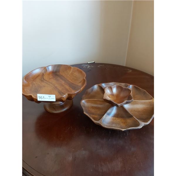 Two Wooden Serving Bowls