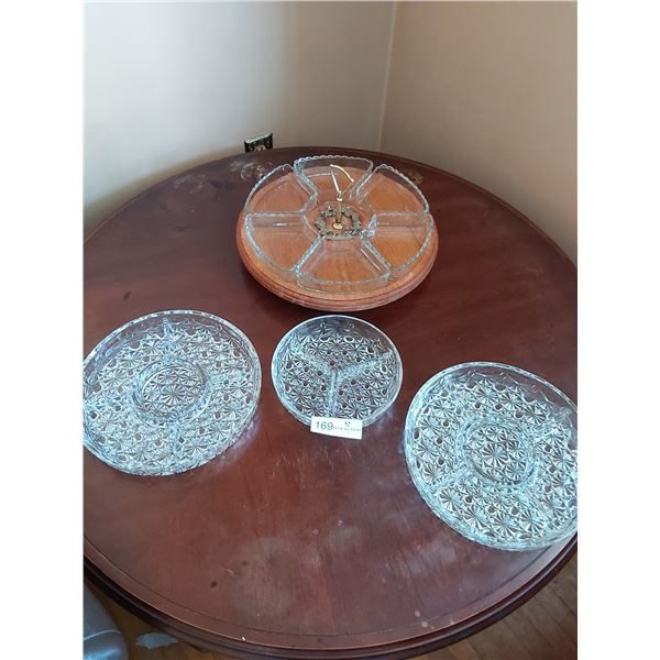 Three Serving Platers & Spinning Appetizer Tray