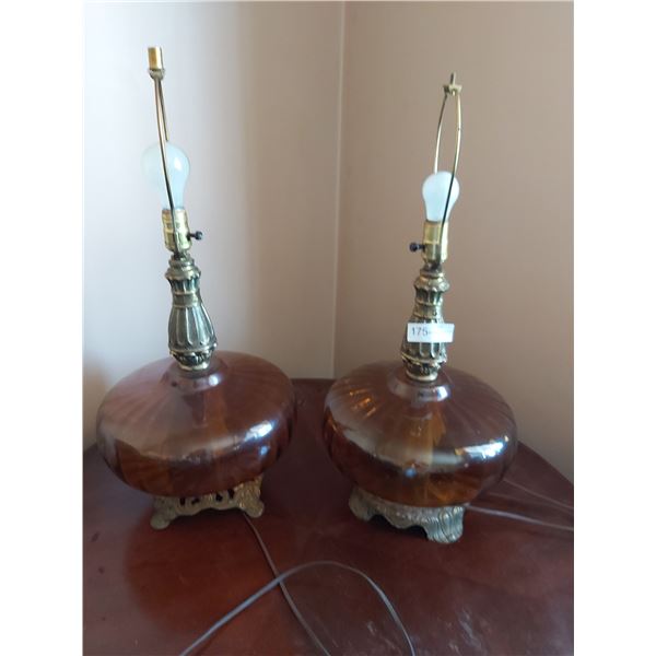 Two Antique Table Lamps With No Shades