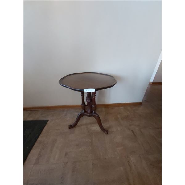 Wood Accent Table With Little Man Carving