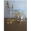 Image 1 : Three Brass/Crystal Candleholder & One Hurricane Candleholder