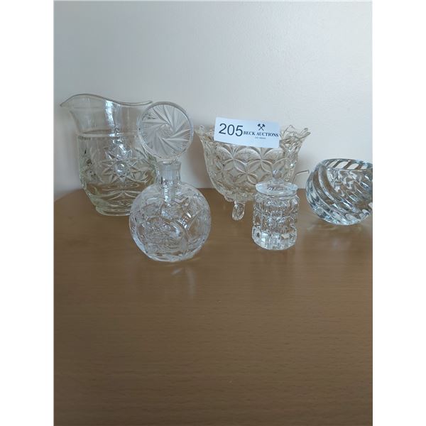 Assorted Crystal Including Cutest Little Hot Mustard Pot With Spoon